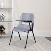 Flash Furniture HERCULES Series 661 lb. Capacity Black Ergonomic Shell Stack Chair with Black Frame and 16” Seat Height(Grey)