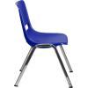 Flash Furniture HERCULES Series 661 lb. Capacity Black Ergonomic Shell Stack Chair with Black Frame and 16” Seat Height(Navy Plastic/Chrome Frame)