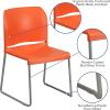 Flash Furniture HERCULES Series 880 lb. Capacity Yellow Full Back Contoured Stack Chair with Gray Powder Coated Sled Base(Orange)