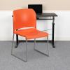 Flash Furniture HERCULES Series 880 lb. Capacity Yellow Full Back Contoured Stack Chair with Gray Powder Coated Sled Base(Orange)
