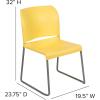 Flash Furniture HERCULES Series 880 lb. Capacity Yellow Full Back Contoured Stack Chair with Gray Powder Coated Sled Base(Yellow)