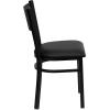 Flash Furniture HERCULES Series Black Grid Back Metal Restaurant Chair – Walnut Wood Seat(Black Vinyl Seat/Black Metal Frame)