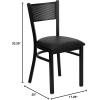 Flash Furniture HERCULES Series Black Grid Back Metal Restaurant Chair – Walnut Wood Seat(Black Vinyl Seat/Black Metal Frame)