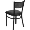 Flash Furniture HERCULES Series Black Grid Back Metal Restaurant Chair – Walnut Wood Seat(Black Vinyl Seat/Black Metal Frame)