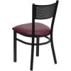 Flash Furniture HERCULES Series Black Grid Back Metal Restaurant Chair – Walnut Wood Seat(Burgundy Vinyl Seat/Black Metal Frame)