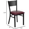 Flash Furniture HERCULES Series Black Grid Back Metal Restaurant Chair – Walnut Wood Seat(Burgundy Vinyl Seat/Black Metal Frame)