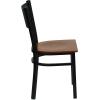 Flash Furniture HERCULES Series Black Grid Back Metal Restaurant Chair – Walnut Wood Seat(Cherry Wood Seat/Black Metal Frame)