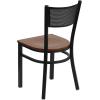 Flash Furniture HERCULES Series Black Grid Back Metal Restaurant Chair – Walnut Wood Seat(Cherry Wood Seat/Black Metal Frame)