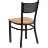 Flash Furniture HERCULES Series Black Grid Back Metal Restaurant Chair – Walnut Wood Seat(Natural Wood Seat/Black Metal Frame)