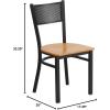 Flash Furniture HERCULES Series Black Grid Back Metal Restaurant Chair – Walnut Wood Seat(Natural Wood Seat/Black Metal Frame)