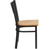 Flash Furniture HERCULES Series Black Grid Back Metal Restaurant Chair – Walnut Wood Seat(Natural Wood Seat/Black Metal Frame)