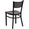 Flash Furniture HERCULES Series Black Grid Back Metal Restaurant Chair – Walnut Wood Seat(Walnut Wood Seat/Black Metal Frame)