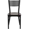 Flash Furniture HERCULES Series Black Grid Back Metal Restaurant Chair – Walnut Wood Seat(Walnut Wood Seat/Black Metal Frame)
