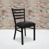 Flash Furniture HERCULES Series Black Ladder Back Metal Restaurant Chair – Black Vinyl Seat(Black Vinyl)