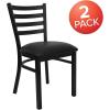 Flash Furniture HERCULES Series Black Ladder Back Metal Restaurant Chair – Black Vinyl Seat(Black Vinyl)