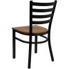 Flash Furniture HERCULES Series Black Ladder Back Metal Restaurant Chair – Black Vinyl Seat(Cherry Wood)