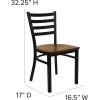 Flash Furniture HERCULES Series Black Ladder Back Metal Restaurant Chair – Black Vinyl Seat(Cherry Wood)