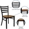 Flash Furniture HERCULES Series Black Ladder Back Metal Restaurant Chair – Black Vinyl Seat(Cherry Wood)