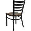 Flash Furniture HERCULES Series Black Ladder Back Metal Restaurant Chair – Black Vinyl Seat(Mahogany Wood)