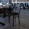 Flash Furniture HERCULES Series Black Ladder Back Metal Restaurant Chair – Black Vinyl Seat(Mahogany Wood)