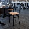 Flash Furniture HERCULES Series Black Ladder Back Metal Restaurant Chair – Black Vinyl Seat(Natural Wood)