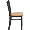 Flash Furniture HERCULES Series Black Ladder Back Metal Restaurant Chair – Black Vinyl Seat(Natural Wood)