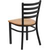 Flash Furniture HERCULES Series Black Ladder Back Metal Restaurant Chair – Black Vinyl Seat(Natural Wood)