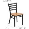Flash Furniture HERCULES Series Black Ladder Back Metal Restaurant Chair – Black Vinyl Seat(Natural Wood)