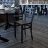Flash Furniture HERCULES Series Black Ladder Back Metal Restaurant Chair – Black Vinyl Seat(Walnut Wood)
