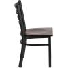 Flash Furniture HERCULES Series Black Ladder Back Metal Restaurant Chair – Black Vinyl Seat(Walnut Wood)