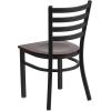 Flash Furniture HERCULES Series Black Ladder Back Metal Restaurant Chair – Black Vinyl Seat(Walnut Wood)