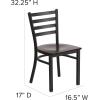 Flash Furniture HERCULES Series Black Ladder Back Metal Restaurant Chair – Black Vinyl Seat(Walnut Wood)