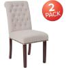 Flash Furniture HERCULES Series Black LeatherSoft Parsons Chair with Rolled Back, Accent Nail Trim and Walnut Finish(Beige Fabric)