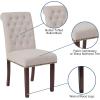 Flash Furniture HERCULES Series Black LeatherSoft Parsons Chair with Rolled Back, Accent Nail Trim and Walnut Finish(Beige Fabric)