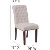 Flash Furniture HERCULES Series Black LeatherSoft Parsons Chair with Rolled Back, Accent Nail Trim and Walnut Finish(Beige Fabric)