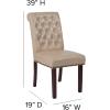 Flash Furniture HERCULES Series Black LeatherSoft Parsons Chair with Rolled Back, Accent Nail Trim and Walnut Finish(Beige Leathersoft)