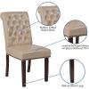 Flash Furniture HERCULES Series Black LeatherSoft Parsons Chair with Rolled Back, Accent Nail Trim and Walnut Finish(Beige Leathersoft)
