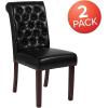 Flash Furniture HERCULES Series Black LeatherSoft Parsons Chair with Rolled Back, Accent Nail Trim and Walnut Finish(Black Leathersoft)