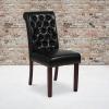 Flash Furniture HERCULES Series Black LeatherSoft Parsons Chair with Rolled Back, Accent Nail Trim and Walnut Finish(Black Leathersoft)