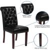 Flash Furniture HERCULES Series Black LeatherSoft Parsons Chair with Rolled Back, Accent Nail Trim and Walnut Finish(Black Leathersoft)