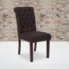 Flash Furniture HERCULES Series Black LeatherSoft Parsons Chair with Rolled Back, Accent Nail Trim and Walnut Finish(Brown Fabric)