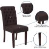 Flash Furniture HERCULES Series Black LeatherSoft Parsons Chair with Rolled Back, Accent Nail Trim and Walnut Finish(Brown Fabric)