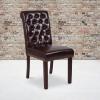 Flash Furniture HERCULES Series Black LeatherSoft Parsons Chair with Rolled Back, Accent Nail Trim and Walnut Finish(Brown Leathersoft)