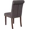Flash Furniture HERCULES Series Black LeatherSoft Parsons Chair with Rolled Back, Accent Nail Trim and Walnut Finish(Dark Gray Fabric)