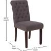 Flash Furniture HERCULES Series Black LeatherSoft Parsons Chair with Rolled Back, Accent Nail Trim and Walnut Finish(Dark Gray Fabric)