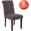Flash Furniture HERCULES Series Black LeatherSoft Parsons Chair with Rolled Back, Accent Nail Trim and Walnut Finish(Dark Gray Fabric)