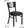 Flash Furniture HERCULES Series Black Slat Back Metal Restaurant Chair – Walnut Wood Back, Black Vinyl Seat(Walnut Wood Back/Black Vinyl Seat/Black Metal Frame)