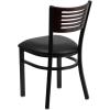 Flash Furniture HERCULES Series Black Slat Back Metal Restaurant Chair – Walnut Wood Back, Black Vinyl Seat(Walnut Wood Back/Black Vinyl Seat/Black Metal Frame)