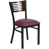 Flash Furniture HERCULES Series Black Slat Back Metal Restaurant Chair – Walnut Wood Back, Black Vinyl Seat(Walnut Wood Back/Burgundy Vinyl Seat/Black Metal Frame)