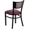 Flash Furniture HERCULES Series Black Slat Back Metal Restaurant Chair – Walnut Wood Back, Black Vinyl Seat(Walnut Wood Back/Burgundy Vinyl Seat/Black Metal Frame)